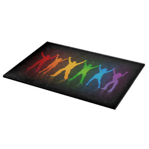 Slipperyjoe's six standing silhouettes arms raised cutting board