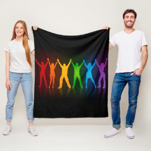 Slipperyjoe's six standing silhouettes arms raised fleece blanket