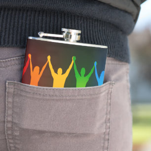 Slipperyjoe's six standing silhouettes arms raised hip flask