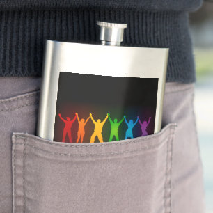 Slipperyjoe's six standing silhouettes arms raised hip flask