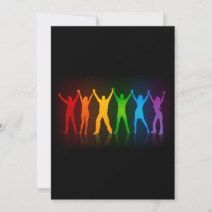 Slipperyjoe's six standing silhouettes arms raised holiday card