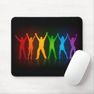 Slipperyjoe's six standing silhouettes arms raised mouse pad