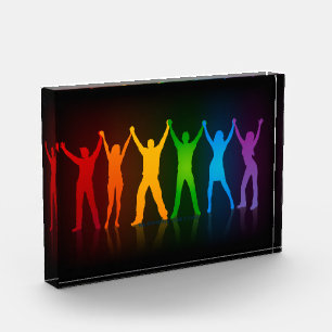 Slipperyjoe's six standing silhouettes arms raised photo block
