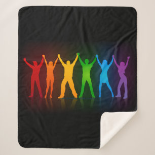 Slipperyjoe's six standing silhouettes arms raised sherpa blanket