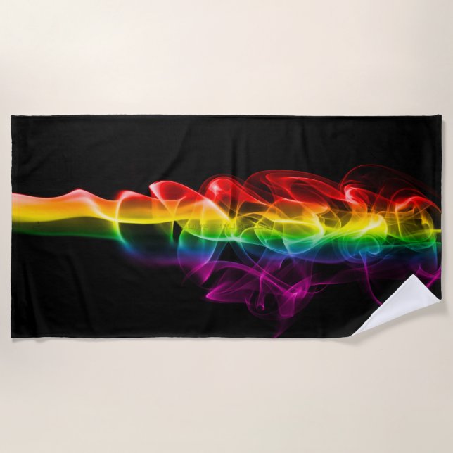 SlipperyJoe's smoke vivid rainbow-colours celebrat Beach Towel (Front)