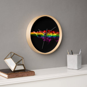 SlipperyJoe's smoke vivid rainbow-colours celebrat Clock