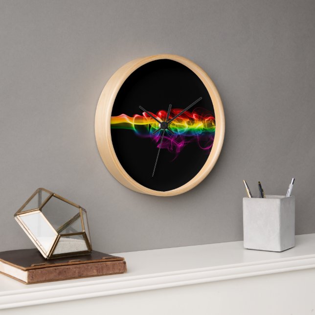 SlipperyJoe's smoke vivid rainbow-colours celebrat Clock (Office)
