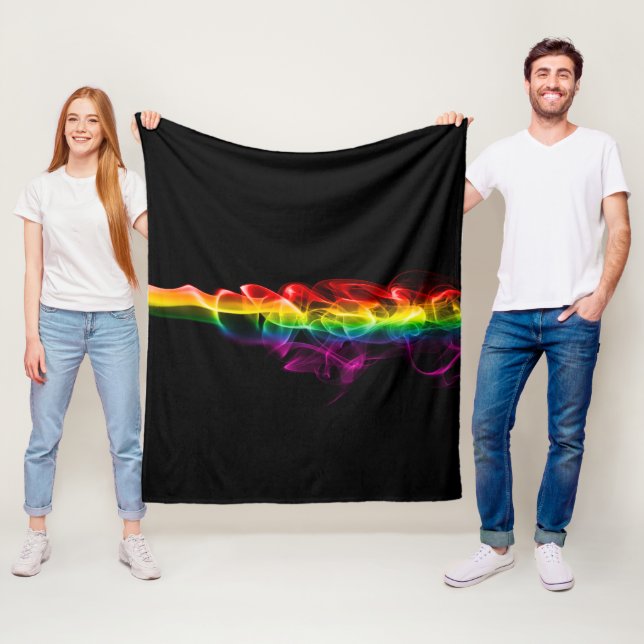 SlipperyJoe's smoke vivid rainbow-colours celebrat Fleece Blanket (In Situ)