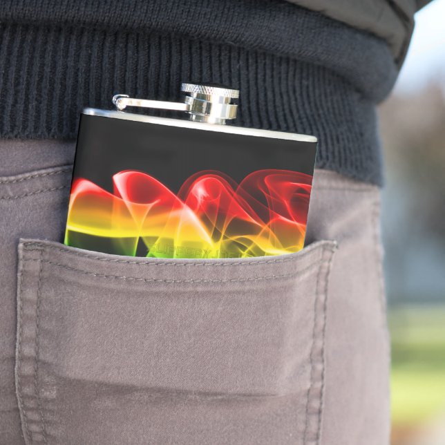 SlipperyJoe's smoke vivid rainbow-colours celebrat Hip Flask (In Situ)
