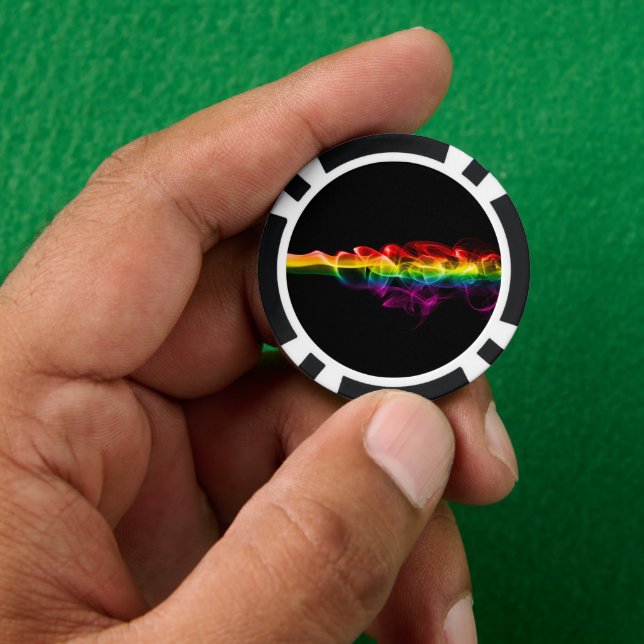 SlipperyJoe's smoke vivid rainbow-colours celebrat Poker Chips (Hand)