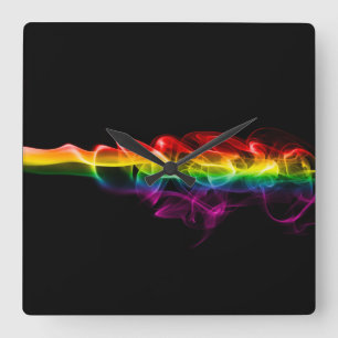 SlipperyJoe's smoke vivid rainbow-colours celebrat Square Wall Clock