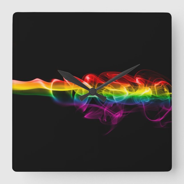 SlipperyJoe's smoke vivid rainbow-colours celebrat Square Wall Clock (Front)