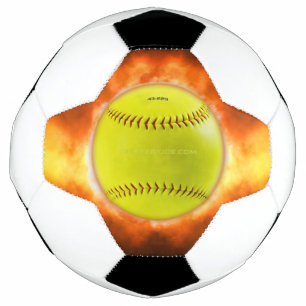 SlipperyJoe's softball on fire flames fireball ras Soccer Ball