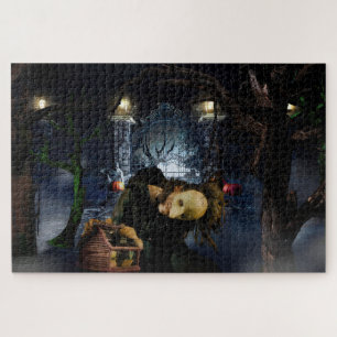 SlipperyJoe's spooky Halloween scary woods large i Jigsaw Puzzle