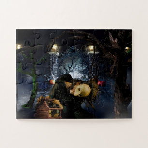 SlipperyJoe's spooky Halloween scary woods large i Jigsaw Puzzle