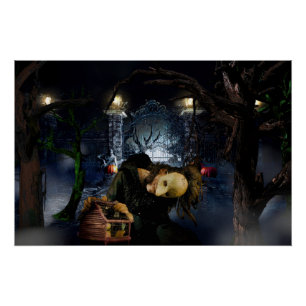 SlipperyJoe's spooky Halloween scary woods large i Poster