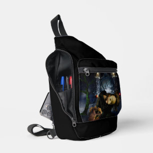 SlipperyJoe's spooky Halloween scary woods large i Sling Bag