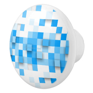 SlipperyJoe's squares artwork mosaic modern three- Ceramic Knob