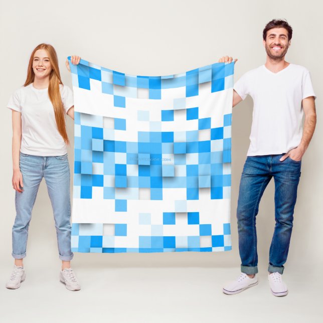 SlipperyJoe's squares artwork mosaic modern three- Fleece Blanket (In Situ)