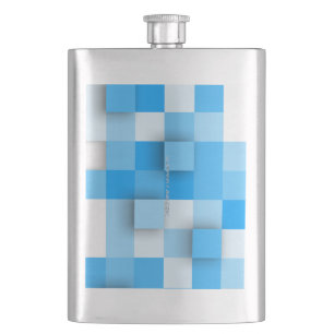 SlipperyJoe's squares artwork mosaic modern three- Hip Flask