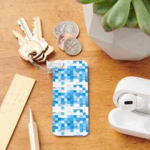 SlipperyJoe's squares artwork mosaic modern three- Key Ring