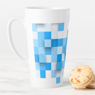 SlipperyJoe's squares artwork mosaic modern three- Latte Mug