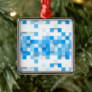 SlipperyJoe's squares artwork mosaic modern three- Metal Ornament