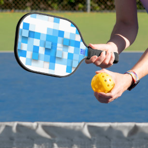 SlipperyJoe's squares artwork mosaic modern three- Pickleball Paddle