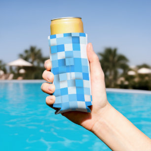 SlipperyJoe's squares artwork mosaic modern three- Seltzer Can Cooler