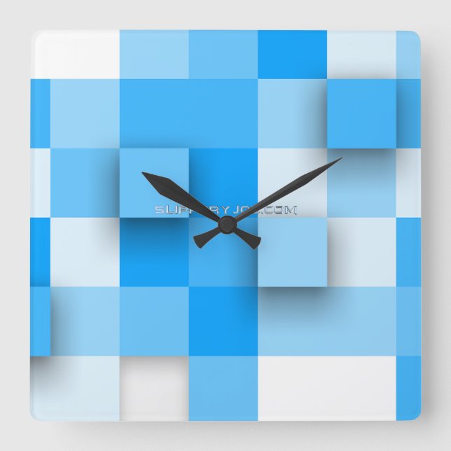 SlipperyJoe's squares artwork mosaic modern three- Square Wall Clock (Front)