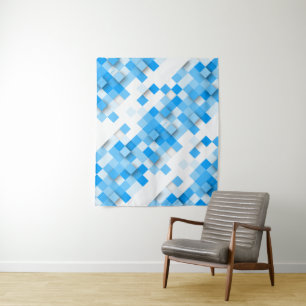 SlipperyJoe's squares artwork mosaic modern three- Tapestry