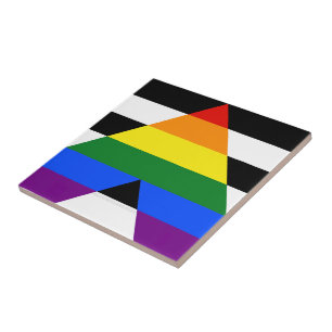 SlipperyJoe's Straight Ally Flag gay gifts LGBTQIA Ceramic Tile
