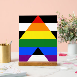 SlipperyJoe's straight ally flag smooth rainbow gr Acrylic Sign