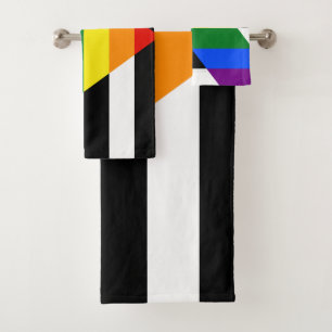 SlipperyJoe's straight ally flag smooth rainbow gr Bath Towel Set