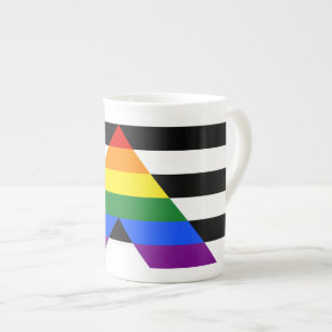 SlipperyJoe's straight ally flag smooth rainbow gr Bone China Mug