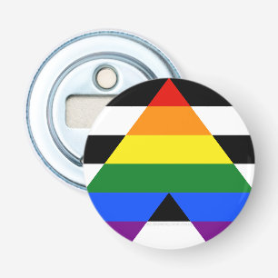SlipperyJoe's straight ally flag smooth rainbow gr Bottle Opener