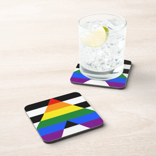 SlipperyJoe's straight ally flag smooth rainbow gr Coaster (Right Side)