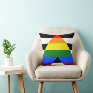 SlipperyJoe's straight ally flag smooth rainbow gr Cushion