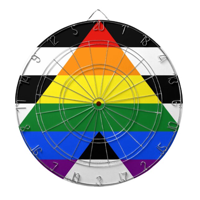 SlipperyJoe's straight ally flag smooth rainbow gr Dartboard (Front)