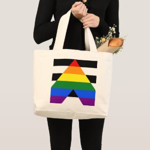 SlipperyJoe's straight ally flag smooth rainbow gr Large Tote Bag
