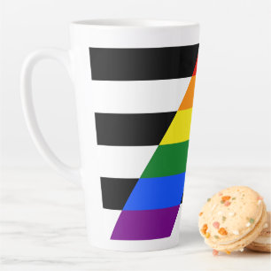 SlipperyJoe's straight ally flag smooth rainbow gr Latte Mug