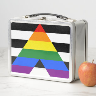 SlipperyJoe's straight ally flag smooth rainbow gr Metal Lunch Box