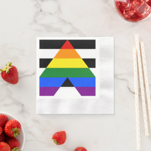 SlipperyJoe's straight ally flag smooth rainbow gr Napkin