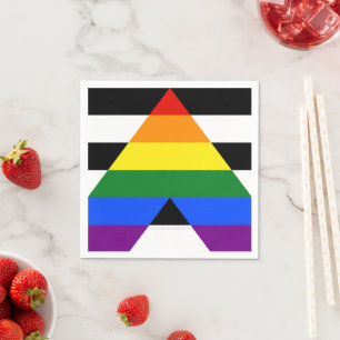 SlipperyJoe's straight ally flag smooth rainbow gr Napkin