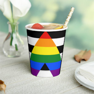 SlipperyJoe's straight ally flag smooth rainbow gr Paper Cups