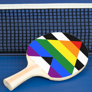 SlipperyJoe's straight ally flag smooth rainbow gr Ping Pong Paddle