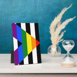 SlipperyJoe's straight ally flag smooth rainbow gr Plaque