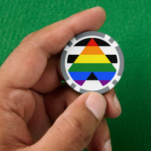 SlipperyJoe's straight ally flag smooth rainbow gr Poker Chips
