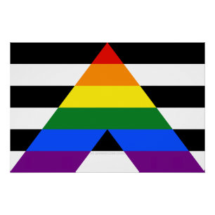 SlipperyJoe's straight ally flag smooth rainbow gr Poster