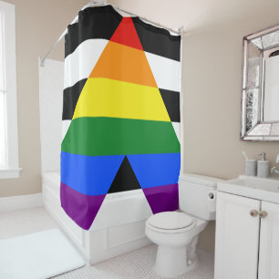 SlipperyJoe's straight ally flag smooth rainbow gr Shower Curtain